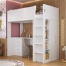Cama Alta Infantil/Juvenil com Escrivaninha, Armário e Nichos  - 1