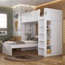 Ver imagem 1 de Beliche Infantil/Juvenil com Armário, Nichos e Mesa de Apoio