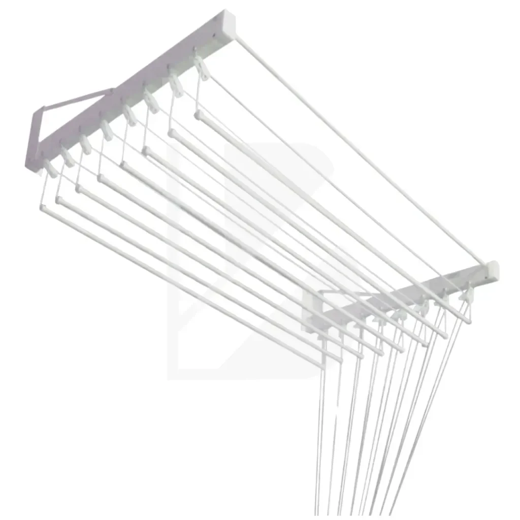 Varal Individual de Parede 150cm com 08 Varetas em Alumínio - Branco - 1