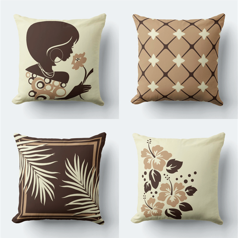 Kit 4 Capas de Almofadas Decorativas Moça Marrom 45x45cm C/zíper