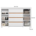 Ver imagem 3 de Guarda Roupa Solteiro Doble 04 Portas e Cômoda Evidenza Branco Freijo Flex- Móveis Albatroz