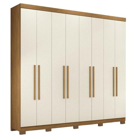 Guarda Roupa Casal Master New 8 Portas e 4 Gavetas com Pés Cinamomo Areia - Santos Andirá