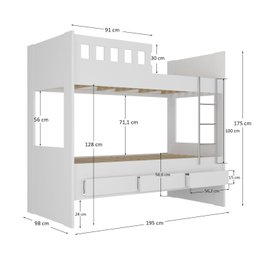Beliche Infantil/Juvenil com 3 Gavetas 100% MDF - 3