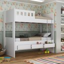 Ver imagem 1 de Beliche Infantil/Juvenil com 3 Gavetas 100% MDF Branco