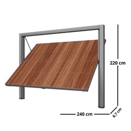 Portão Contrapeso de Aço Galvanizado com Painel em Madeira sem Porta Auxiliar 220x240 Req: 8,7 - 2