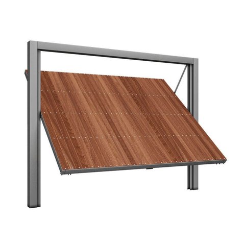 Portão Contrapeso de Aço Galvanizado com Painel em Madeira sem Porta Auxiliar 220x240 Req: 8,7