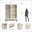 Ver imagem 3 de Guarda Roupa Solteiro Madeira Maciça Rústico 4 Portas 2 Gavetas Off White - Apaixone & Decore