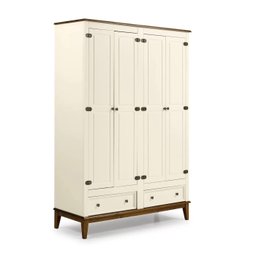 Guarda-roupa Rústico 4 Portas e 2 Gavetas - Madeira Maciça e Mdf - Off White - 1