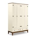 Ver imagem 1 de Guarda Roupa Solteiro Madeira Maciça Rústico 4 Portas 2 Gavetas Off White - Apaixone & Decore