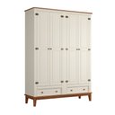 Ver imagem 2 de Guarda Roupa Solteiro Madeira Maciça Rústico 4 Portas 2 Gavetas Off White - Apaixone & Decore