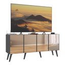 Ver imagem 1 de Rack Tv até 50 Polegadas 4 Portas Retrô com Espelhos Multimóveis Mp1082 Grafite/preto
