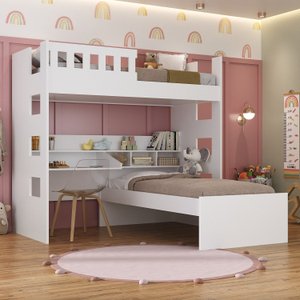 Beliche Infantil/Juvenil com Escrivaninha e Nichos 