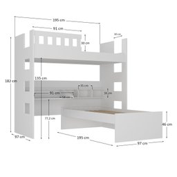 Beliche Infantil/Juvenil com Escrivaninha e Nichos  - 3