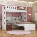 Ver imagem 1 de Beliche Infantil/Juvenil com Escrivaninha e Nichos Branco