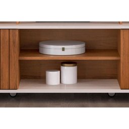 Rack Bancada P/ Tv até 70 Polegadas Olimpic Ripado C/ Nichos e Rodizios 180x60cm Cedro/bali - Dj M - 5