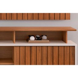 Rack Bancada P/ Tv até 70 Polegadas Olimpic Ripado C/ Nichos e Rodizios 180x60cm Cedro/bali - Dj M - 4