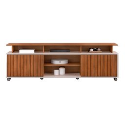 Rack Bancada P/ Tv até 70 Polegadas Olimpic Ripado C/ Nichos e Rodizios 180x60cm Cedro/bali - Dj M - 3