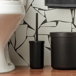 Escova Sanitária Suporte Pote Banheiro Lavabo Limpar Vaso Ou:Rosa - 4