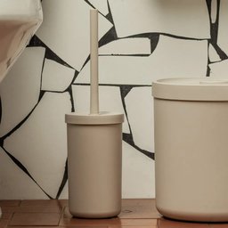 Escova Sanitária Suporte Pote Banheiro Lavabo Limpar Vaso Ou:Rosa - 3
