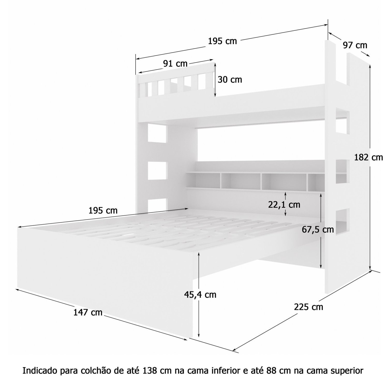 Beliche Family Casal com Nichos 100% MDF  - 3