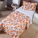 Ver imagem 4 de Kit Cobre Leito Karina Solteiro Micropercal 300 Fios Colcha Estampado 2 Peças Quadri 1