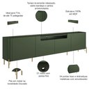 Ver imagem 2 de Rack para Sala de Estar Tv 75 Pol 4 Portas Pés Industrial Dourado Alef I03 Musgo - Lyam Decor