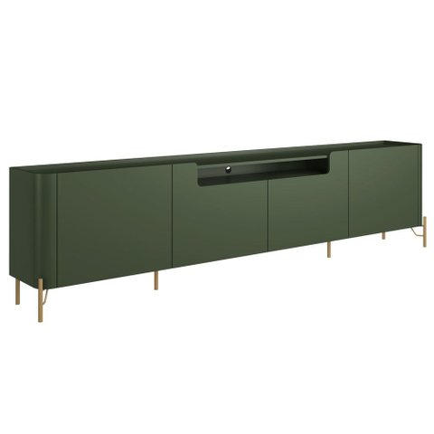 Rack para Sala de Estar Tv 75 Pol 4 Portas Pés Industrial Dourado Alef I03 Musgo - Lyam Decor