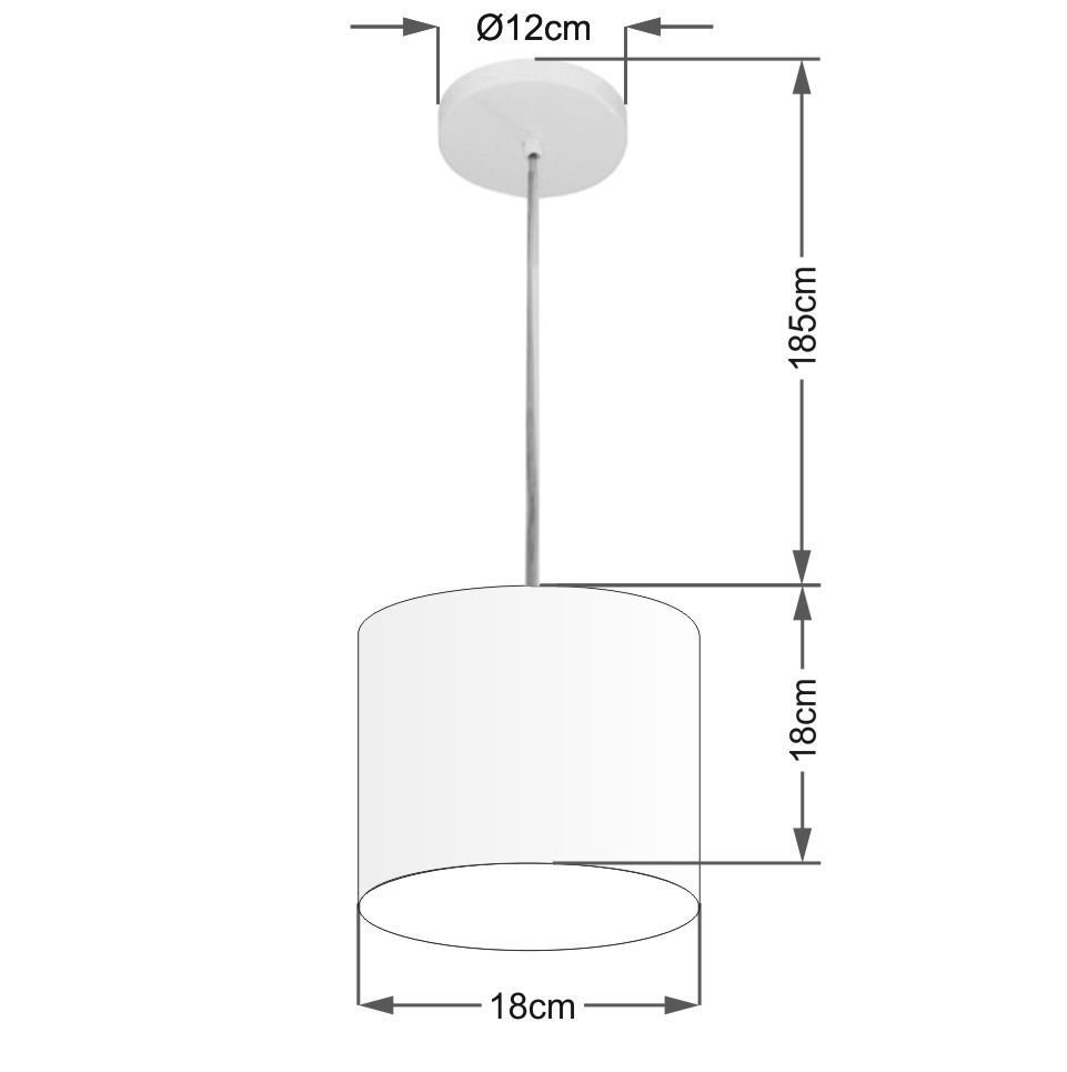 Lustre Pendente Cilíndrico Vivare Md-4046 Cúpula em Tecido 18x18cm - Bivolt - Verde Folha - Bivolt - 2