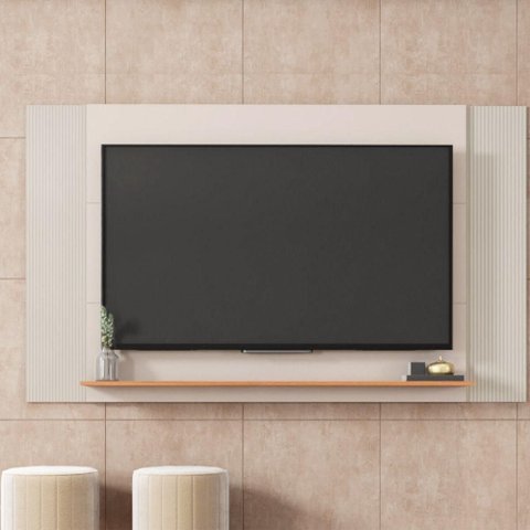 Painel para TV 65" Mondrian 180cm MDP Off White Caemmun Móveis