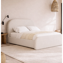 Ver imagem 2 de Cama de Casal Valentina 1.40m Estofada Linha Alta Tecido em Linho Offwhite para Quarto
