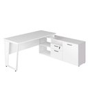 Ver imagem 3 de Mesa L Escritório 150cm com Armário Lateral Pé Metal F5 Cor:branco