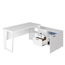 Ver imagem 4 de Mesa L Escritório 150cm com Armário Lateral Pé Metal F5 Cor:branco