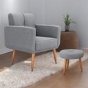 Ver imagem 1 de Conjunto Poltrona e Puff Decorativos Josh Boucle Cinza