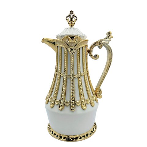 Garrafa Térmica Branco com Dourado para Café e Chá - 1l