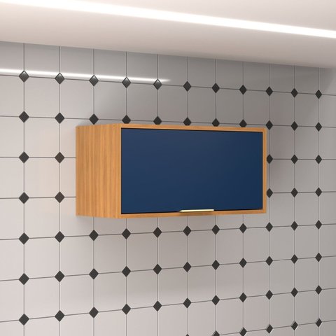 Armário Aéreo de Cozinha 70cm com 1 Porta Basculante Domus Espresso Móveis Marrom/Nogal/Royal