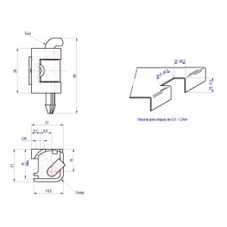Dobradiça Semi Embutida em Poliamida - 50 Pcs - 4