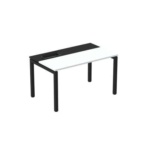 Escrivaninha Mesa Escritório Plataforma para 1 Pessoa com Caixa de Tomada Psc 120cm Industrial Branco e Preto
