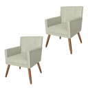Ver imagem 1 de Jogo 2 Poltronas Estofadas Para Quarto Closet Onix Suede Bege - LM DECOR