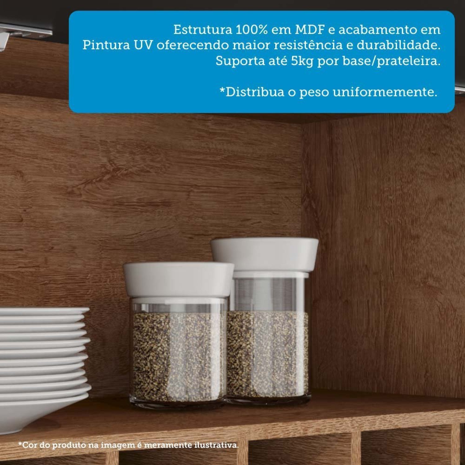 Armário Aéreo de Cozinha 80cm com 1 Porta Basculante 100% Mdf Vicenza espresso Móveis - 4