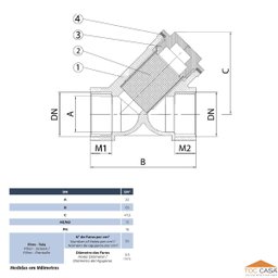 Filtro Tipo Y Industrial de 3/4 de Latão Forjado com Tela em Aço Inox Alta Durabilidade Ivm Italy - 3