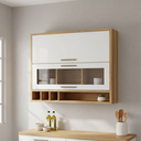 Ver imagem 1 de Armário Aéreo de Cozinha 120cm 2 Portas Basculantes Vidro Reflecta 100% MDF Vicenza Espresso Móveis