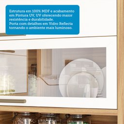 Armário Aéreo de Cozinha 120cm 2 Portas Basculantes Vidro Reflecta 100% MDF Vicenza Espresso Móveis - 7