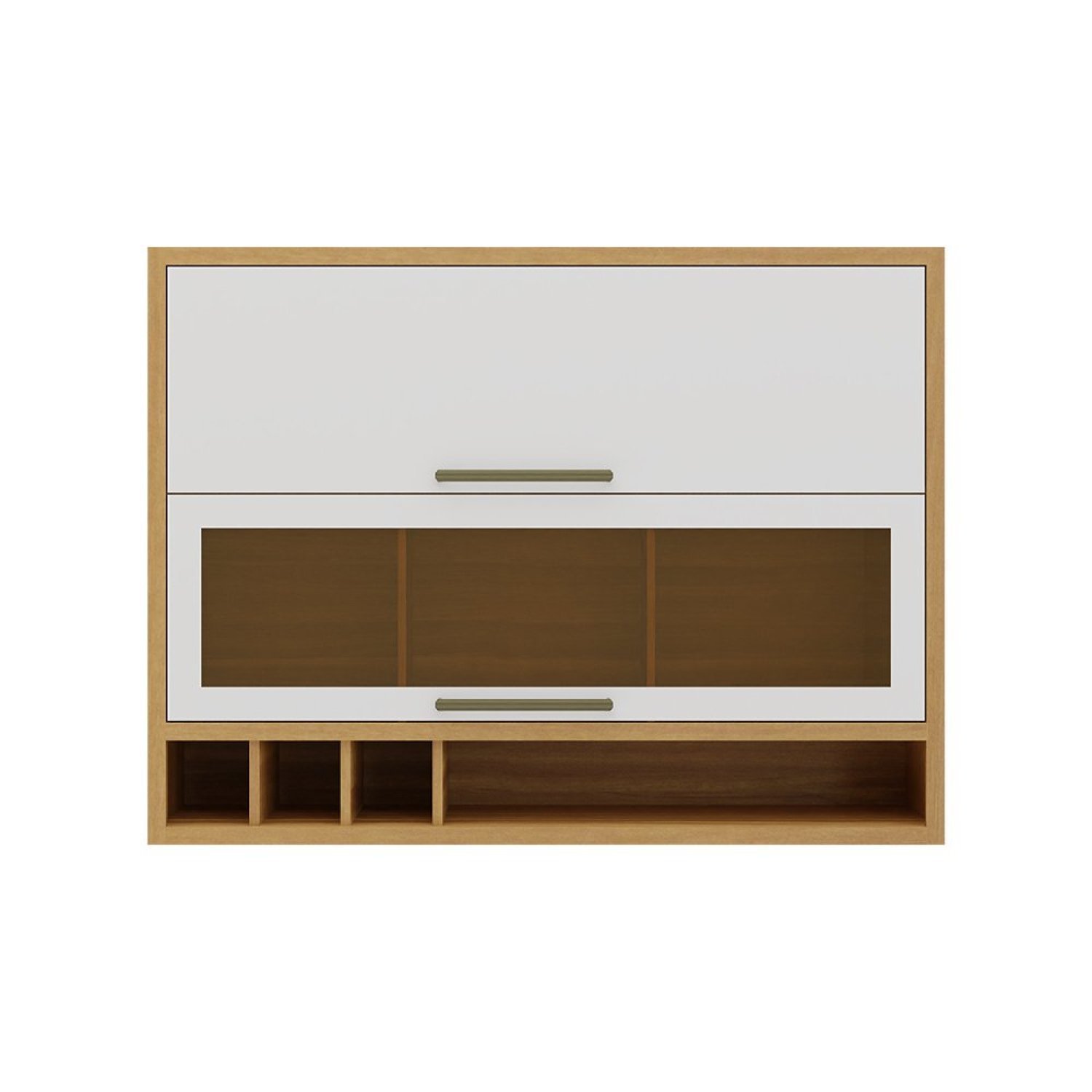 Armário Aéreo de Cozinha 120cm com 2 Portas Basculantes e Vidro Reflecta 100% Mdf Vicenza Espresso M