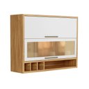 Ver imagem 3 de Armário Aéreo de Cozinha 120cm 2 Portas Basculantes Vidro Reflecta 100% MDF Vicenza Espresso Móveis Branco/Amêndoa