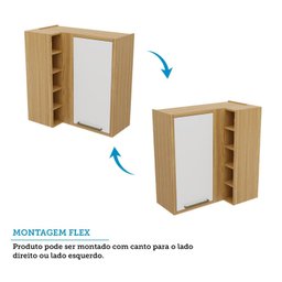 Armário Aéreo de Cozinha Canto Reto com 1 Porta e Mini Adega 100% MDF Vicenza Espresso Móveis - 5