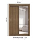 Ver mais imagens de Guarda-roupa Solteiro 2 Portas de Correr com Espelho 4 Gavetas Rustic Vivare Plus Madesa Rustic