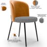 Cadeira para Sala de Jantar Cozinha Estofada Gavi L02 Couríssimo Whisky Pied Poule - Lyam Decor - 4