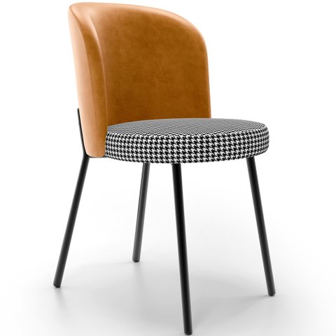 Cadeira para Sala de Jantar Cozinha Estofada Gavi L02 Couríssimo Whisky Pied Poule - Lyam Decor