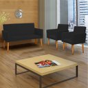 Ver imagem 1 de Kit Namoradeira Decorativa Para Sala Nina + 2 Poltronas Para Recepção Manicure Suede