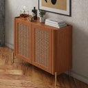 Ver imagem 1 de Buffet Bend 99 cm Porta Sextavada Incolar Cedro com Pé Dourado